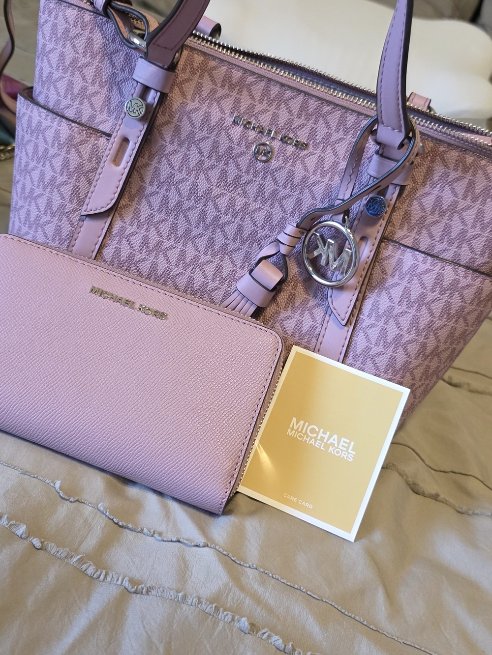Michael Kors Lilac Signature Tote with Matching Wallet